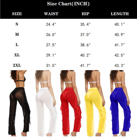 Willow Dance, Women’s, Sheer, Ruffled, Swim, Cover Up, Pants. - Picture 10 of 10